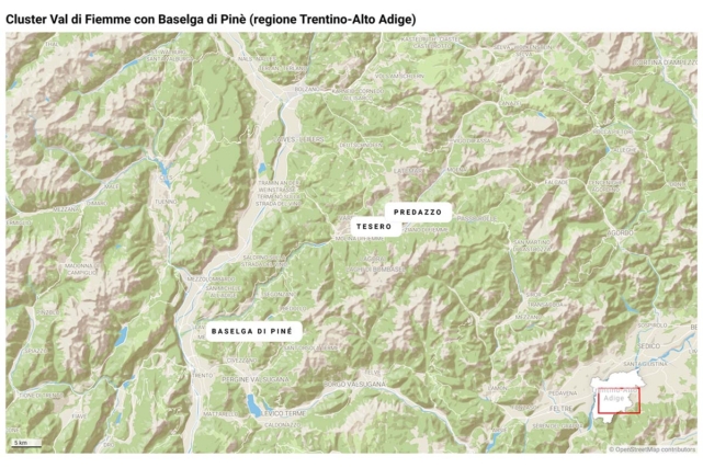 Cluster Val di Fiemme con Baselga di Pinè